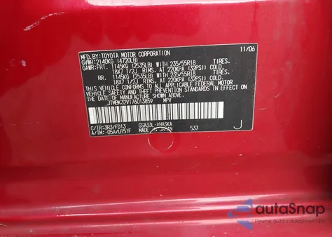 2007 Toyota Rav4 Sport V6 из США, поврежденный, VIN JTMBK32V176013859